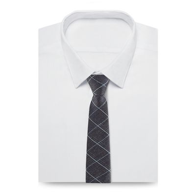 RJR.John Rocha Navy checked rip tape skinny tie